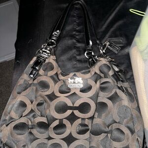 Coach Black and Brown Signature Shoulder Bag